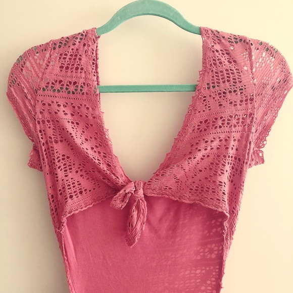 🔥SOLD🔥 Free People Pink Crochet Babydoll Romper - Picture 5 of 6
